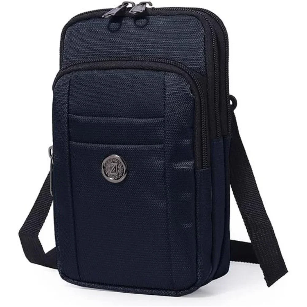 Water-Resistant Oxford Fabric Multifunction Phone Bag One Shoulder (Navy blue)